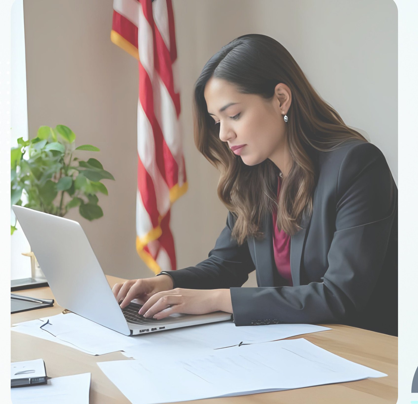 Socia trabajando en su empresa
